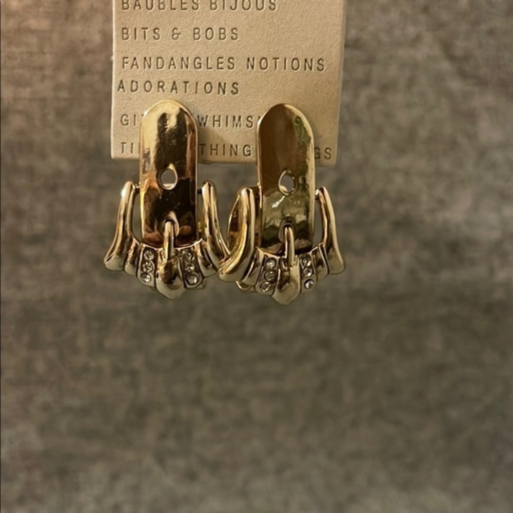 Anthropologie Western Buckle Huggies Earrings. NWT
